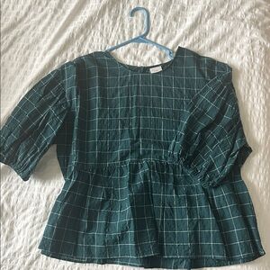 A New Day Dark Green Checkered Blouse